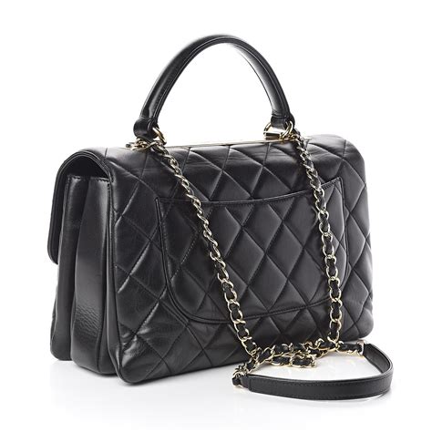 CHANEL Lambskin Quilted Ritz Flap Bag Black 